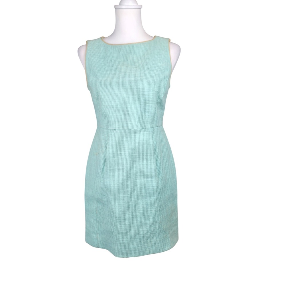 Fossil Sheath Dress Womens 4 Mint Green Basketweave Office Casual Party VTG 90s